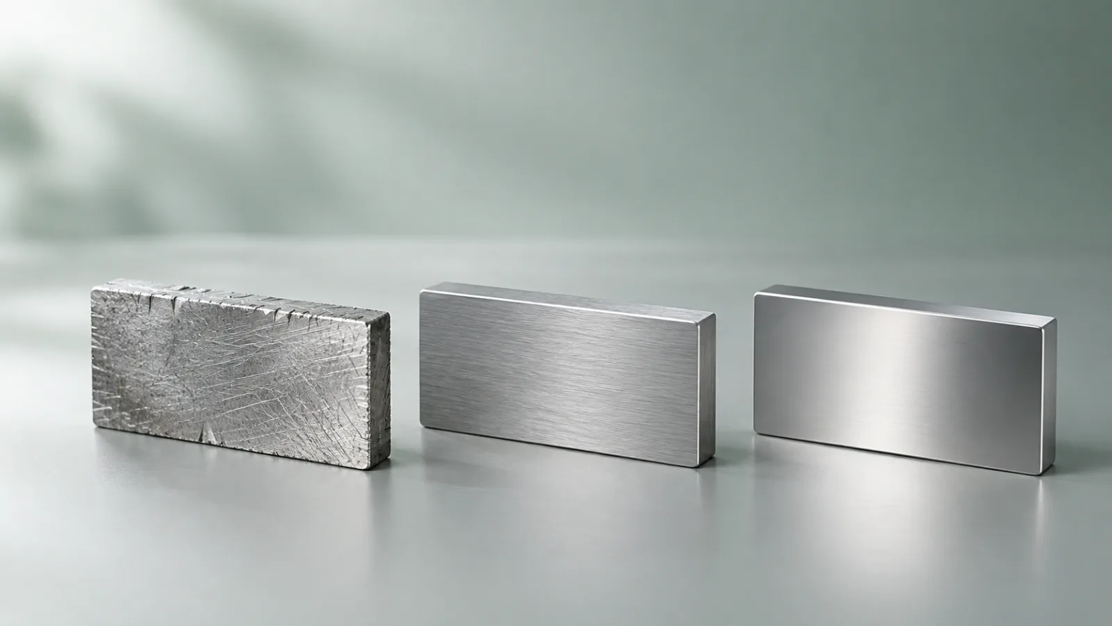 Illustrative precision surface finishing process from incoming surface to controlled target finish